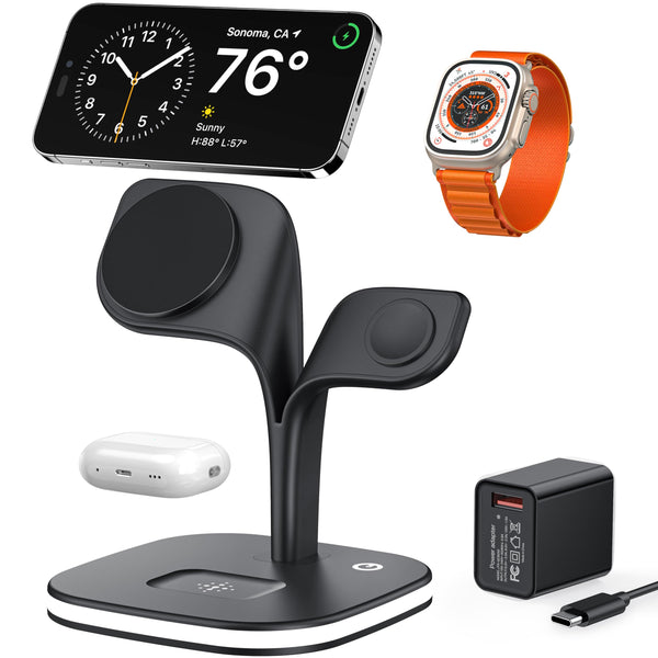EXW 4-in-1 Magnetic Wireless Charging Station for Apple Watch, Black DEMO