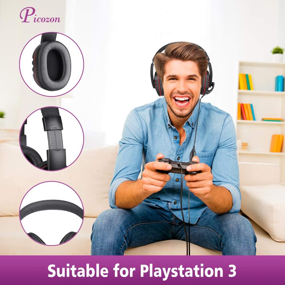 Picozon Black Headsets USB Gaming Headset with Mic for PS4 PlayStation Vita DEMO