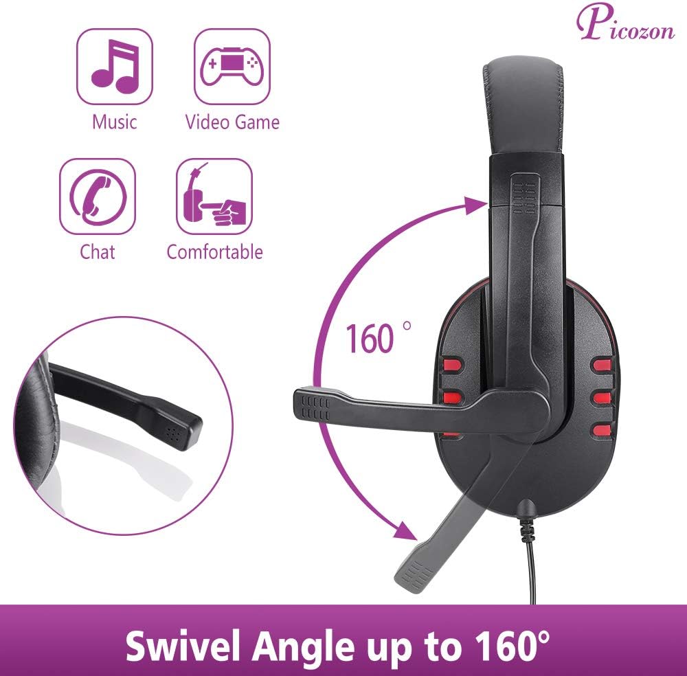 Picozon Black Headsets USB Gaming Headset with Mic for PS4 PlayStation Vita DEMO