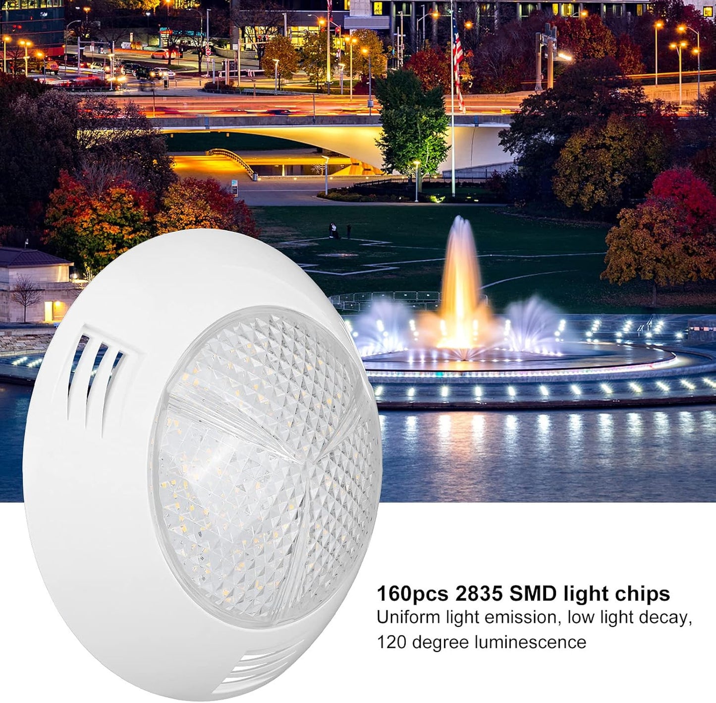 Bright 160-LED Underwater Pool Lights, Waterproof Spa Lamp, 26cm Diameter DEMO