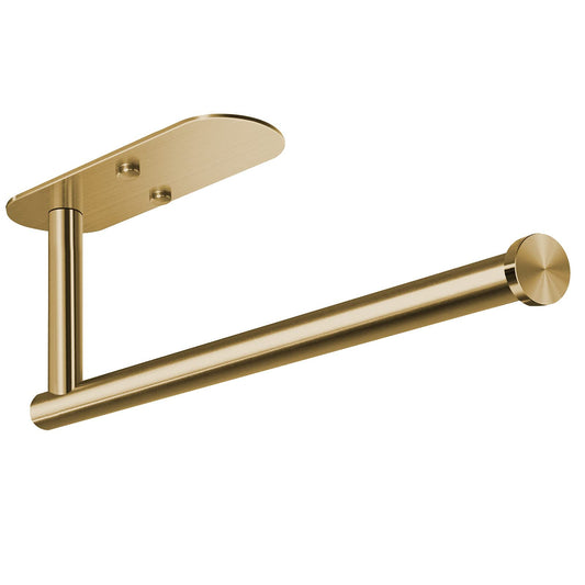 Gold Paper Towel Holder for Under Cabinet - Self Adhesive or Drill Mount DEMO