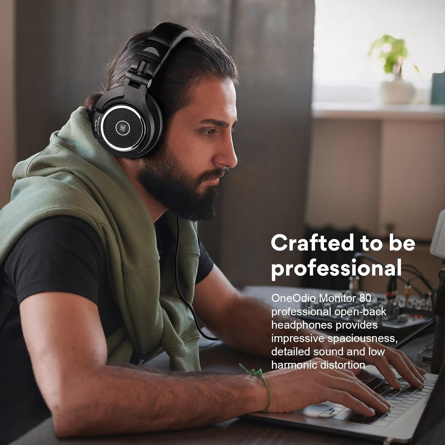 OneOdio Open-Back Over-Ear Studio Monitoring Headphones in Black for Music DEMO