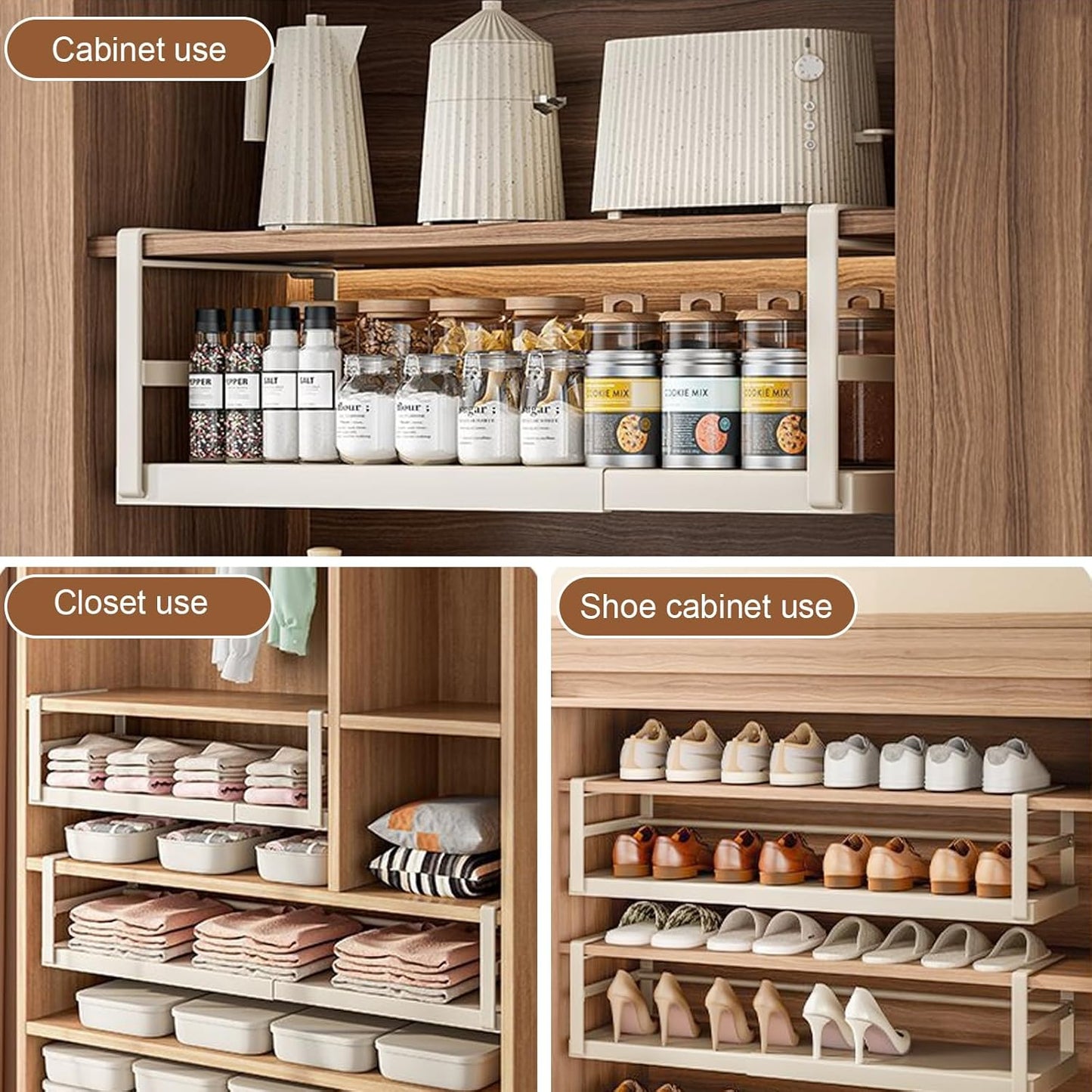 Adjustable Hanging Under Cabinet Storage Basket Organizer Black Size NEW