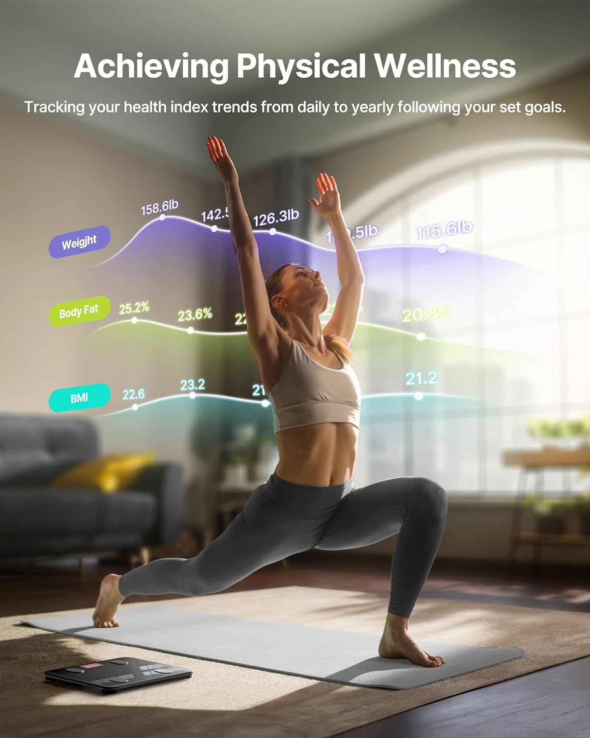 FITINDEX Bluetooth Body Fat Scale - Smart Wireless Digital Bathroom for DEMO