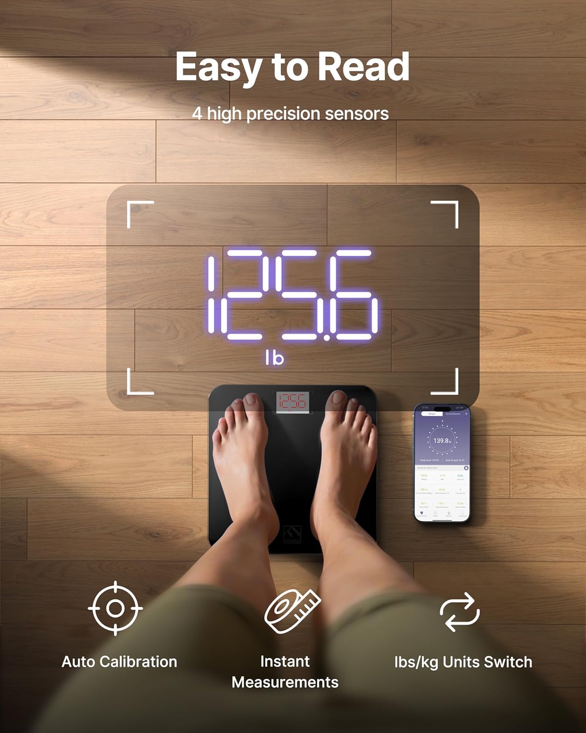 FITINDEX Bluetooth Body Fat Scale - Smart Wireless Digital Bathroom for DEMO