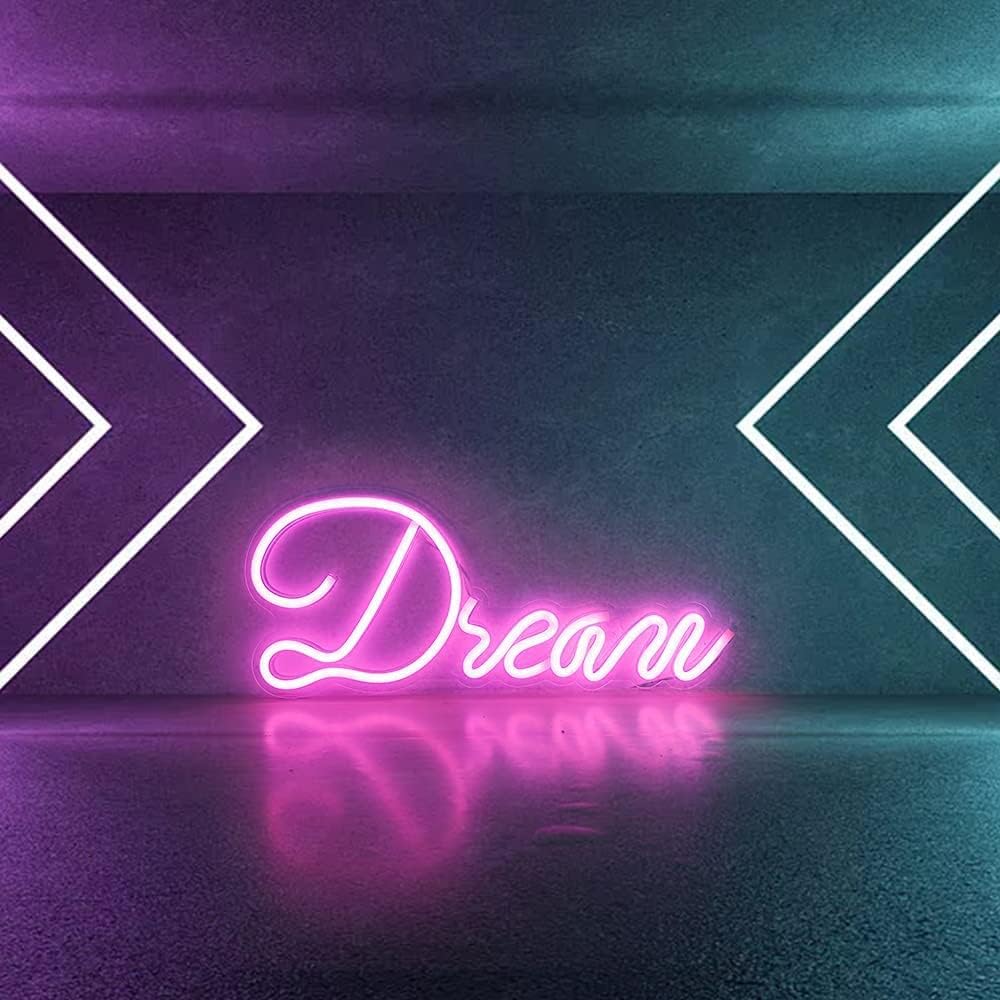 Pink Acrylic LED Wall Light Sign Neon Lights Home Decor, 41x15.5cm NEW