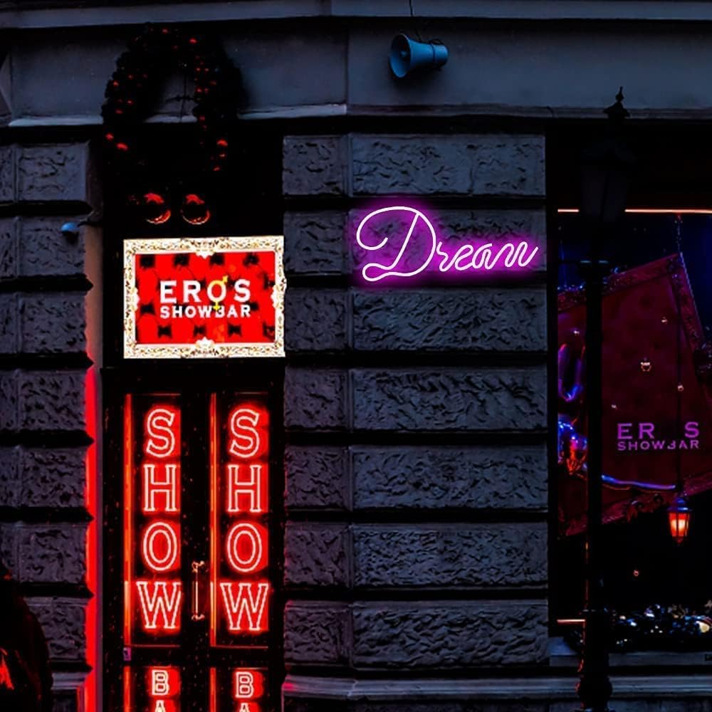 Pink Acrylic LED Wall Light Sign Neon Lights Home Decor, 41x15.5cm NEW