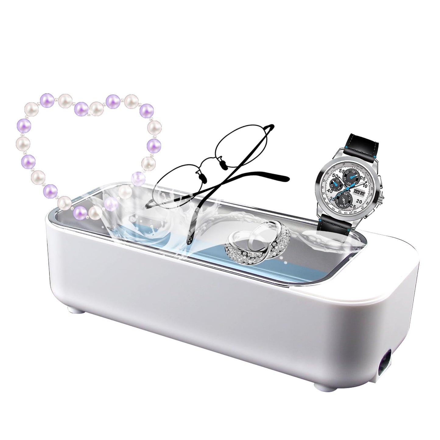 Ultrasonic Jewelry Cleaner for Glasses Rings Coins Makeup Cleaning 500ml NEW