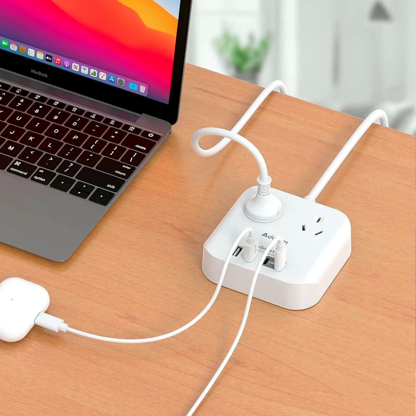 Addtam Power Strip with 2 Outlets and 4 USB Ports Compact Travel Charger NEW