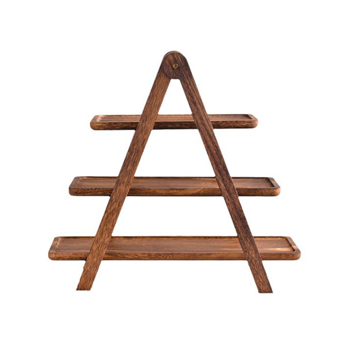 3-Tier Wooden Tray Display Stand Foldable A-Frame Dessert Platter Brown NEW