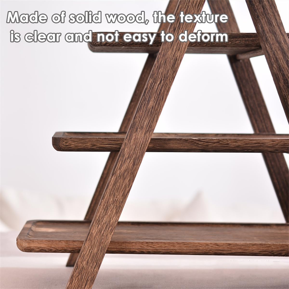 3-Tier Wooden Tray Display Stand Foldable A-Frame Dessert Platter Brown NEW
