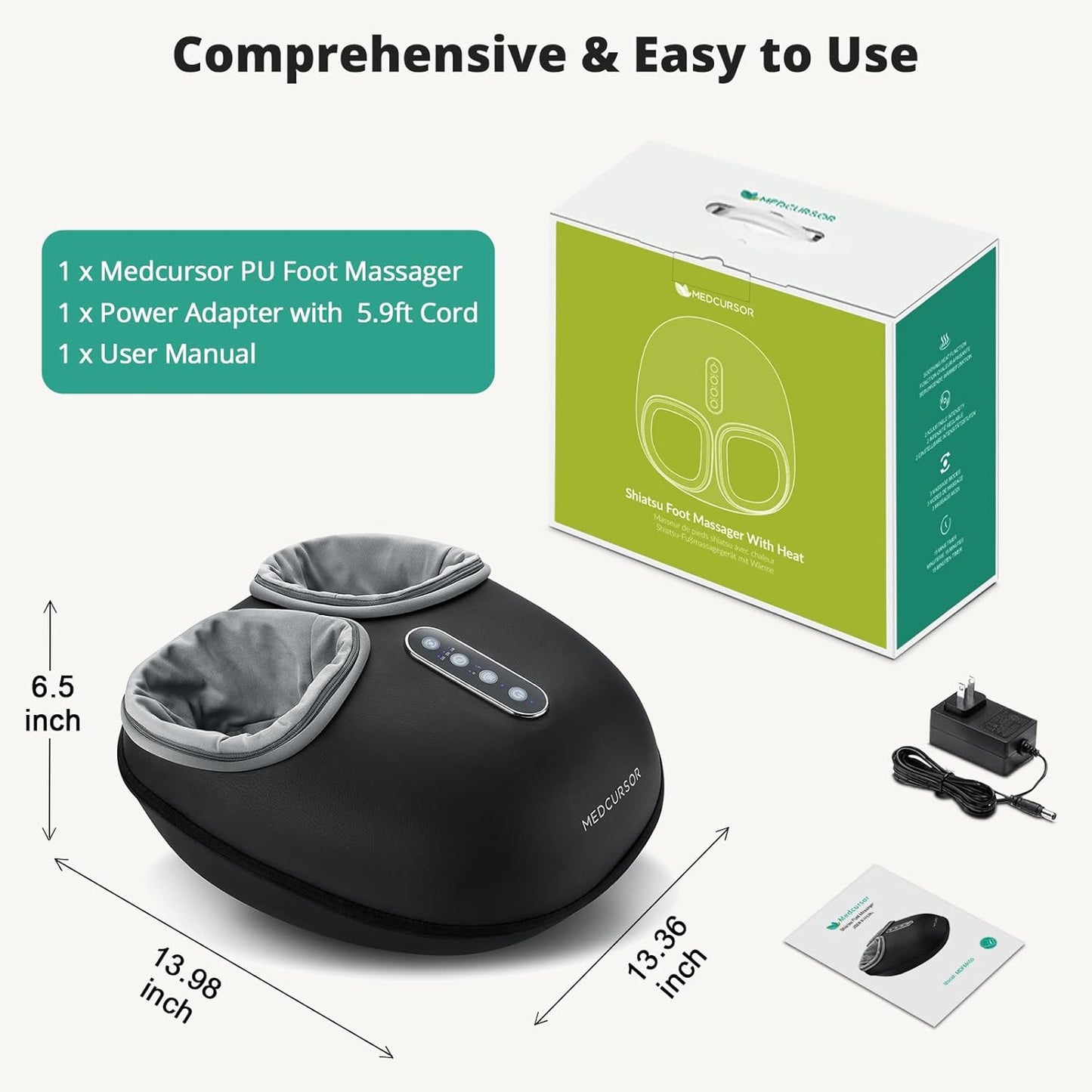 Medcursor Foot Massagers Massager Machine Deep Kneading Massage Heat NEW