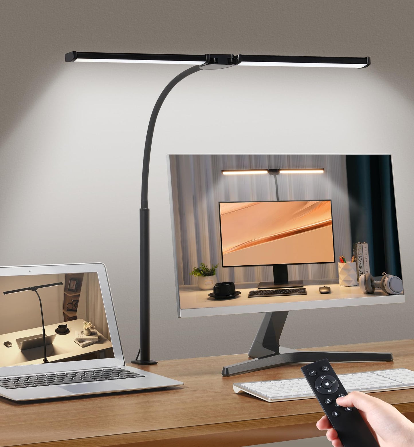 22" Black Architect Desk Lamp with Dual Smart LED Clamp Lighting Size 22" NEW