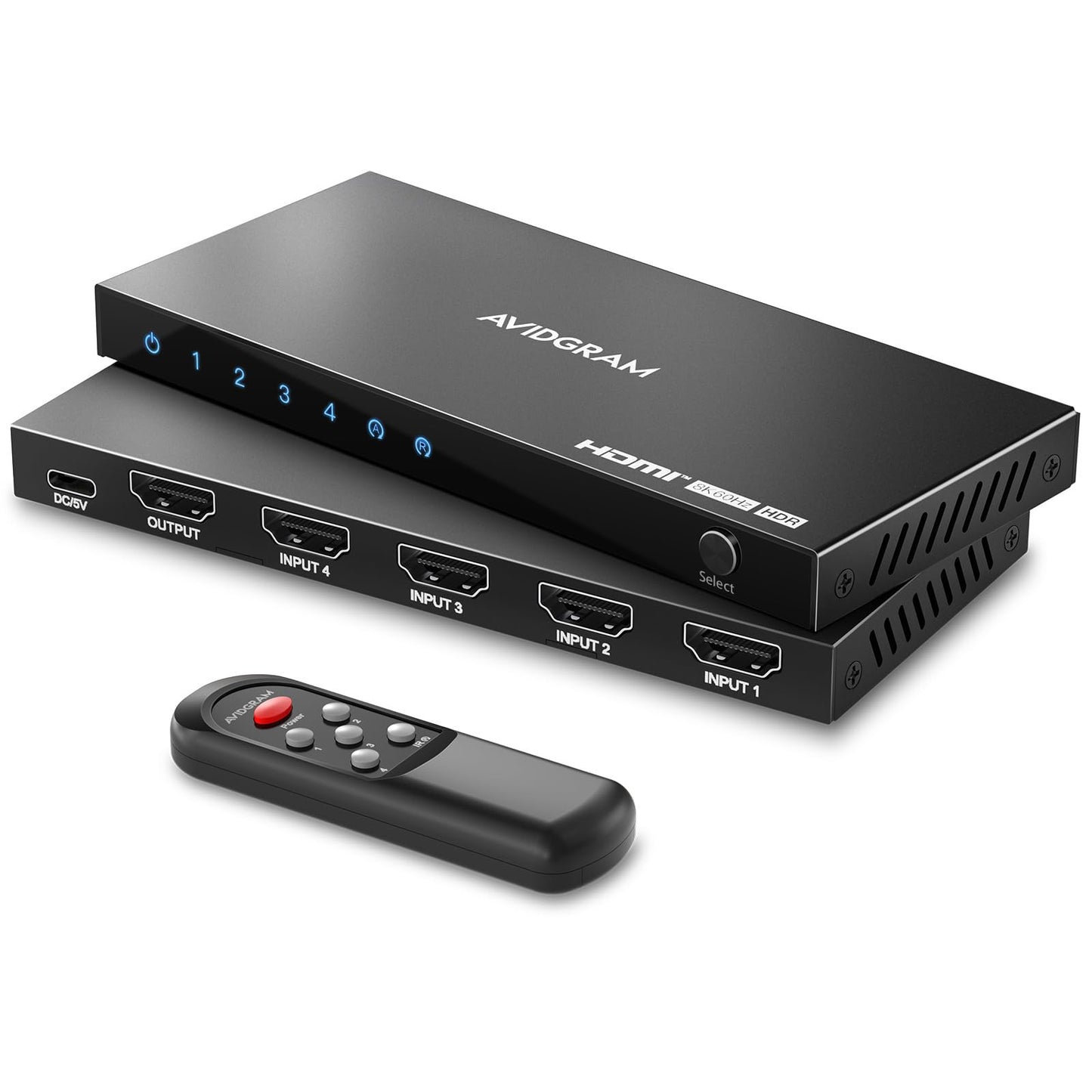AVIDGRAM 4-Port Selector Boxes HDMI 2.1 Switch 8K 60Hz 4:4:4 with IR DEMO