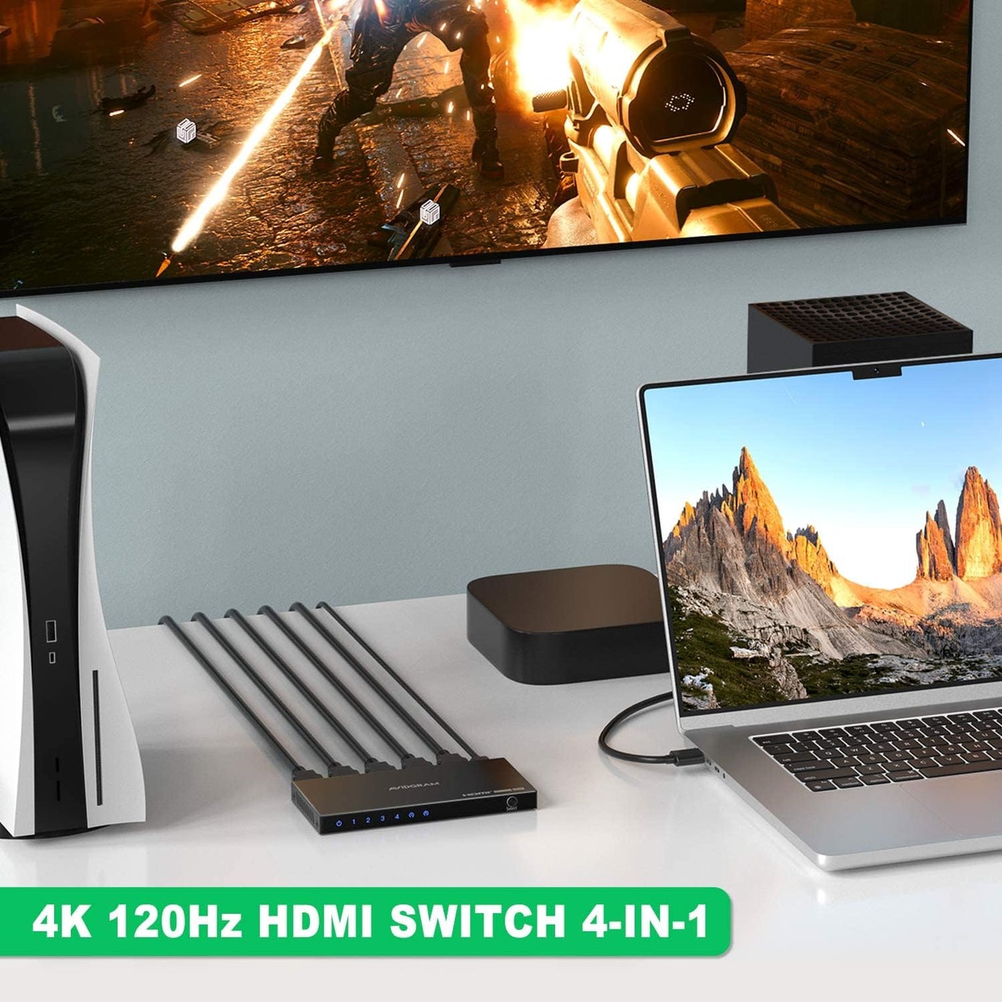 AVIDGRAM 4-Port Selector Boxes HDMI 2.1 Switch 8K 60Hz 4:4:4 with IR DEMO