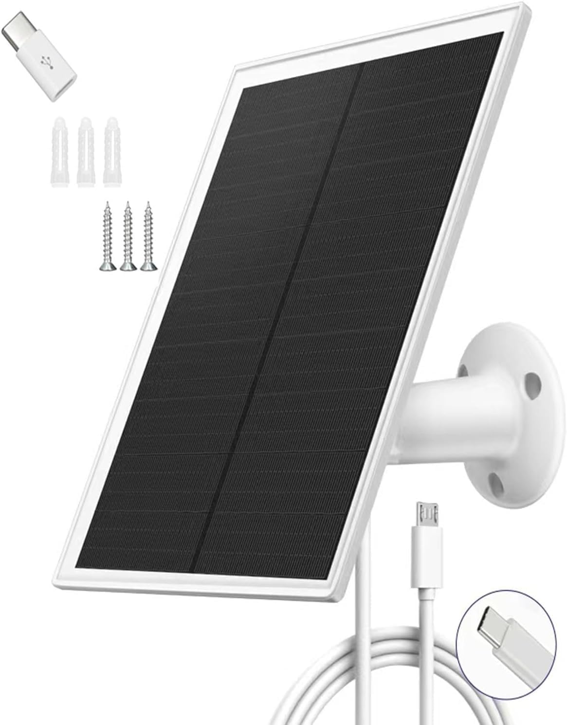 5W Solar Panel for Outdoor Security Camera USB Charger in White NEW