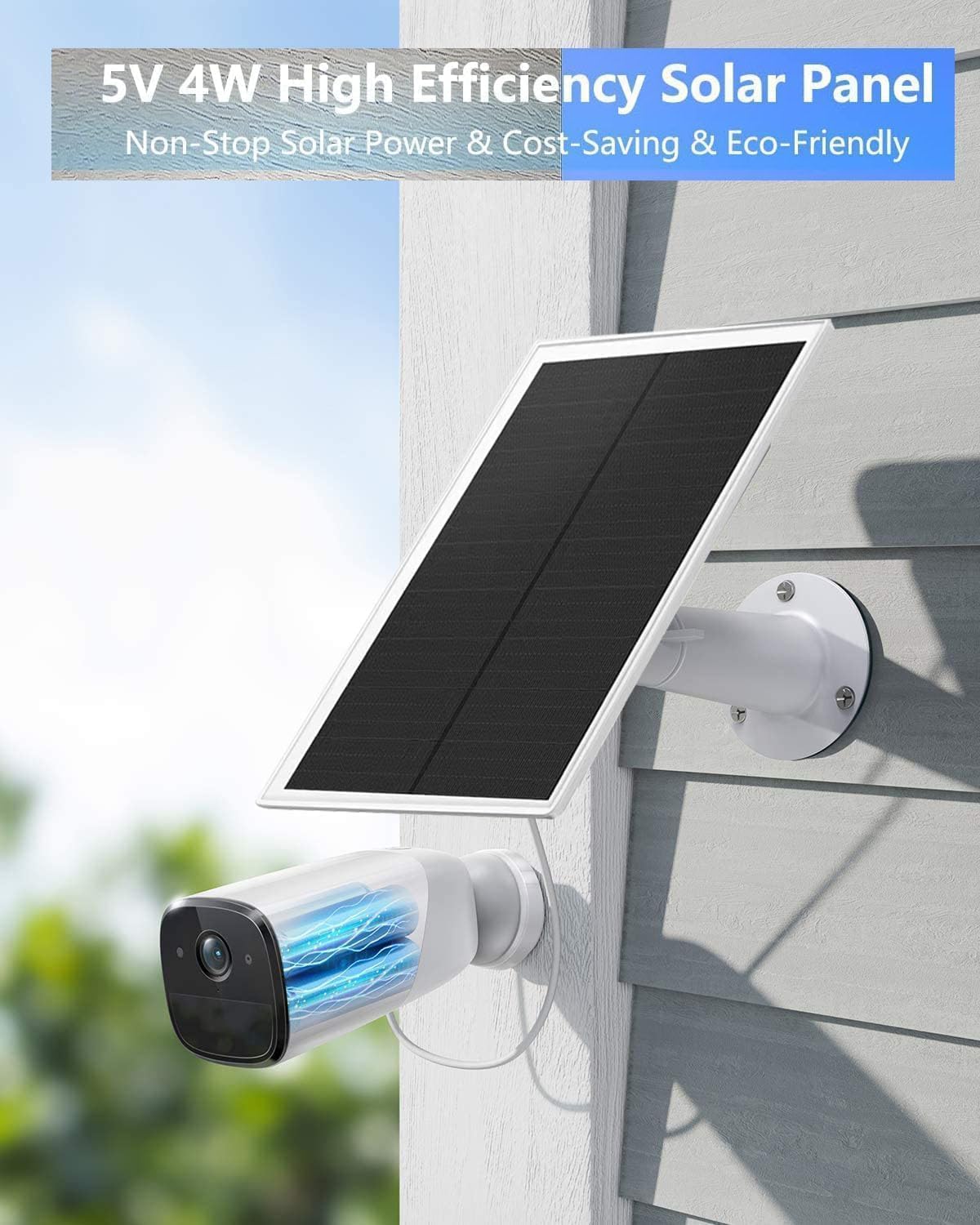 5W Solar Panel for Outdoor Security Camera USB Charger in White NEW