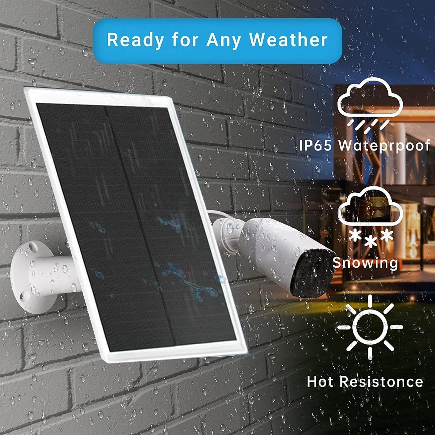 5W Solar Panel for Outdoor Security Camera USB Charger in White NEW