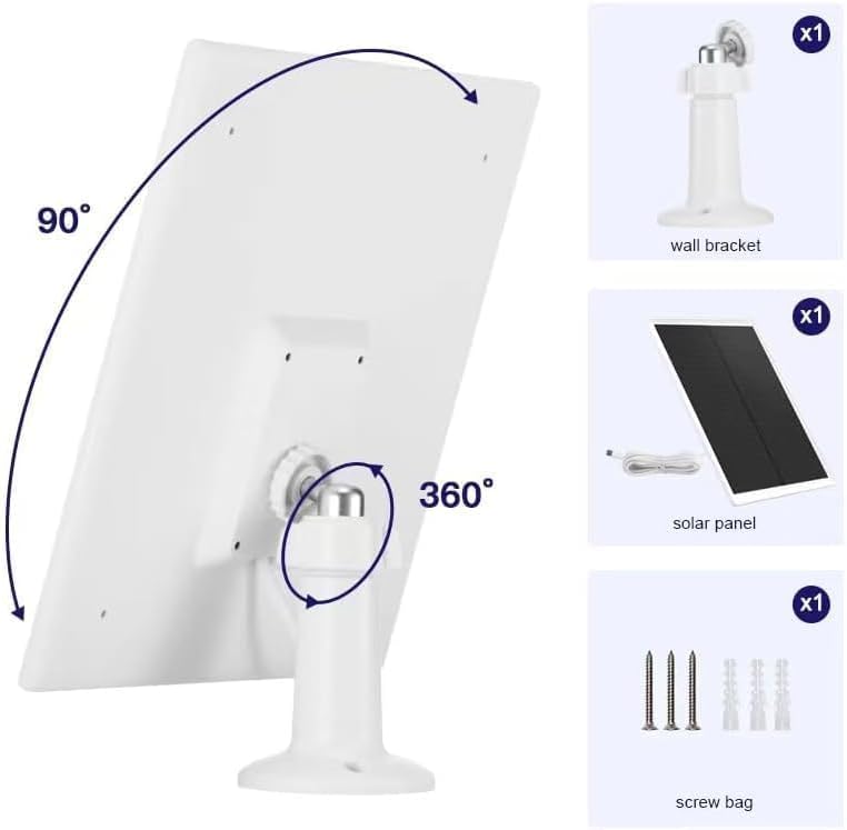 5W Solar Panel for Outdoor Security Camera USB Charger in White NEW