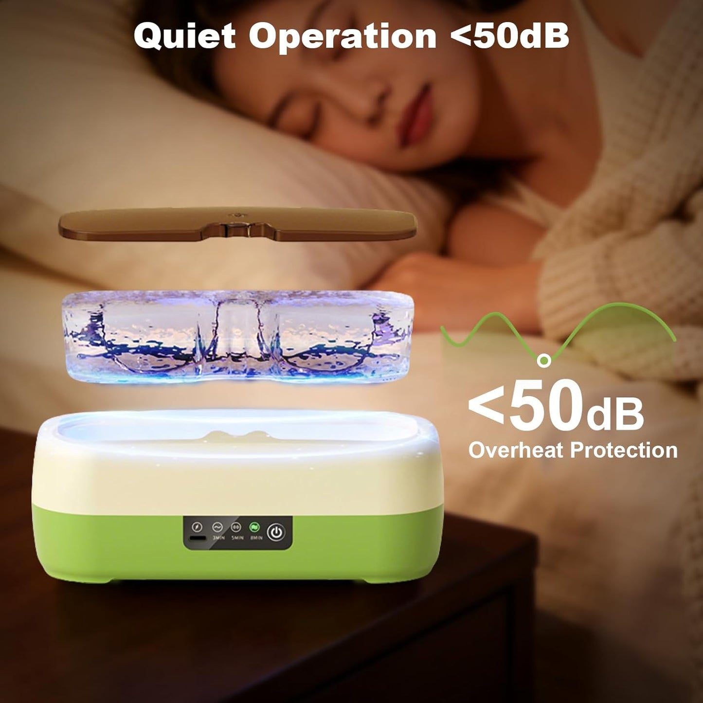 Ultrasonic Jewelry Cleaning Device, 350ml White & Green, 48KHz Cleaner Size NEW