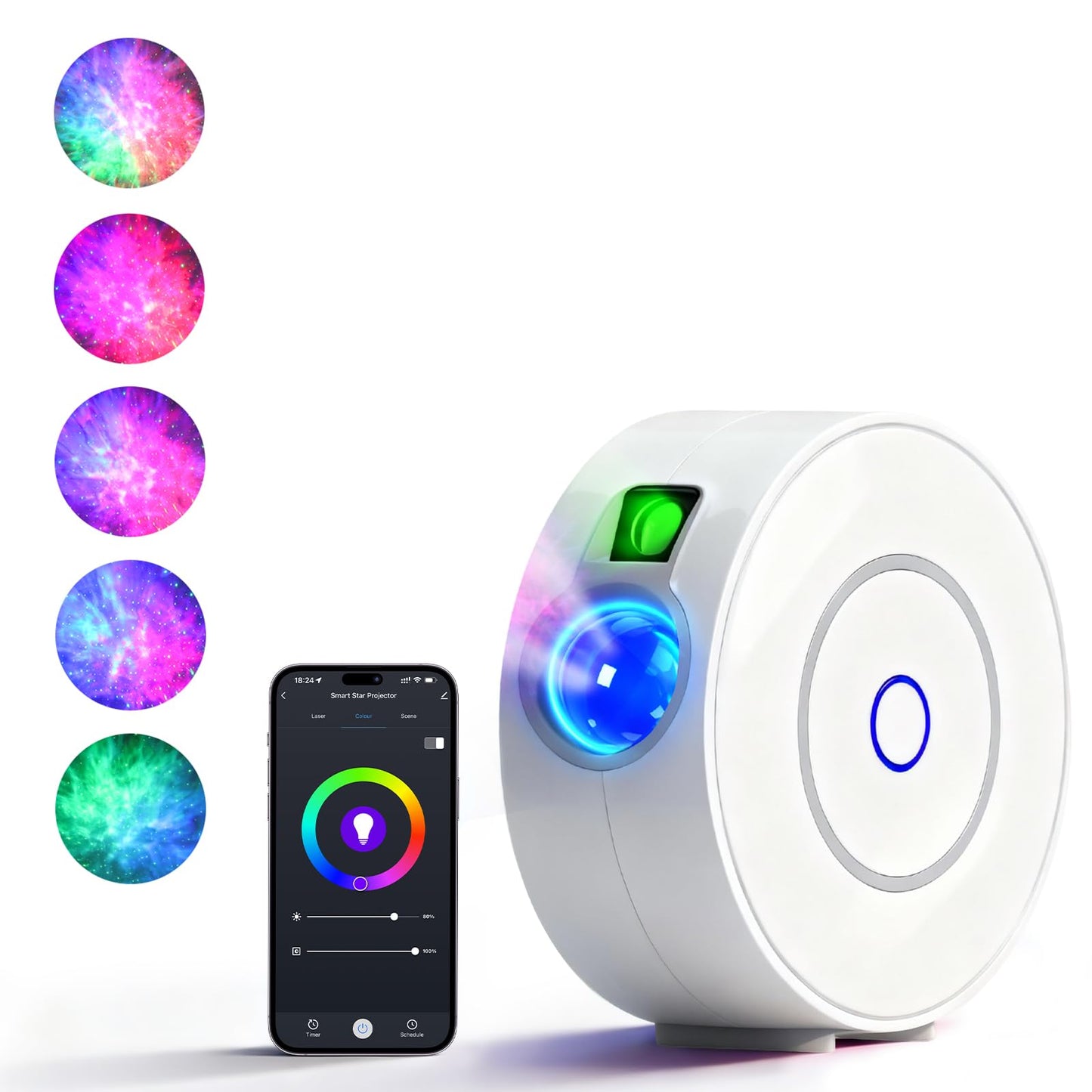 Voice-Controlled Smart Galaxy Projector Night Light for Bedroom, Nursery, DEMO