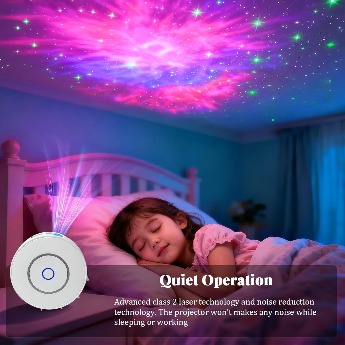 Voice-Controlled Smart Galaxy Projector Night Light for Bedroom, Nursery, DEMO