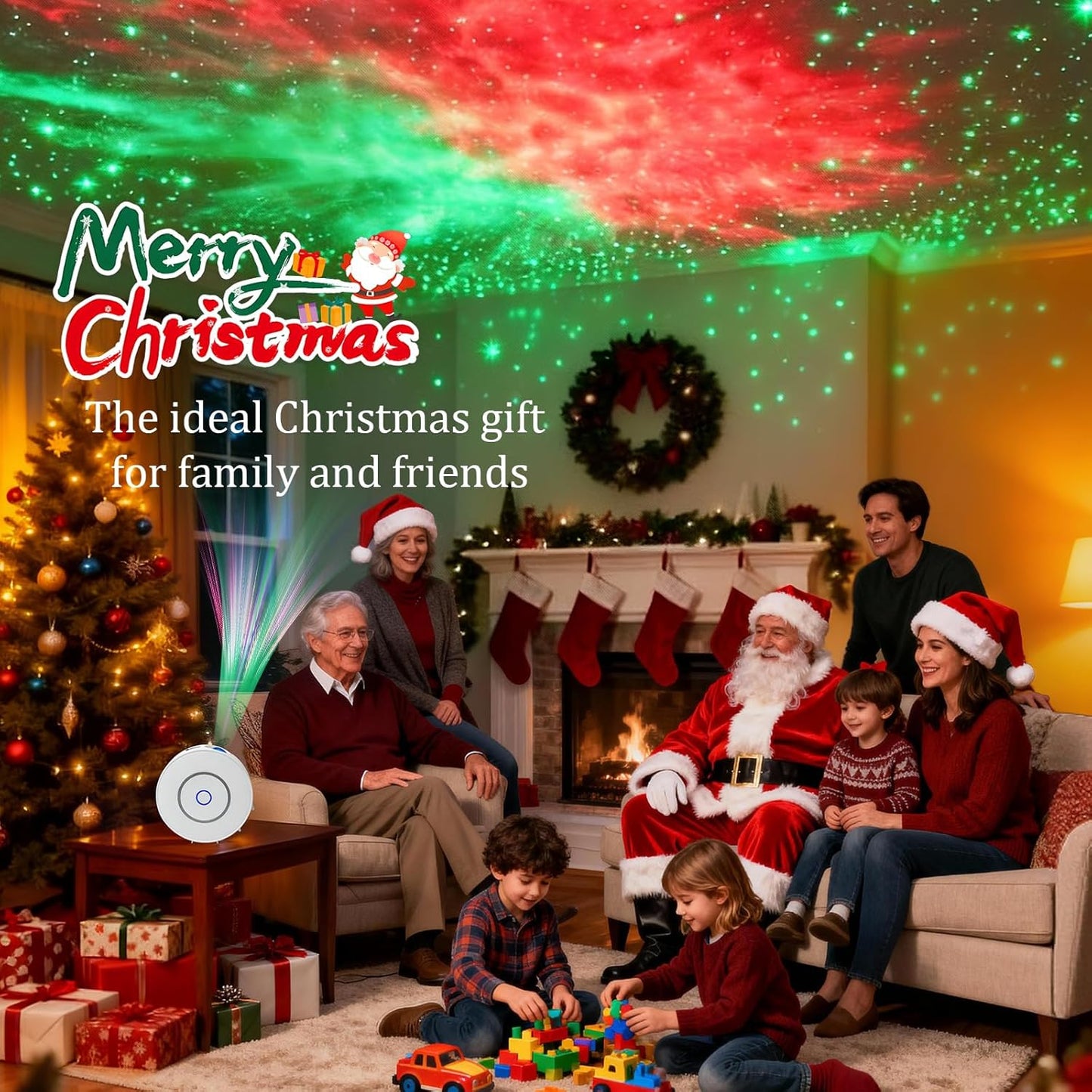 Voice-Controlled Smart Galaxy Projector Night Light for Bedroom, Nursery, DEMO