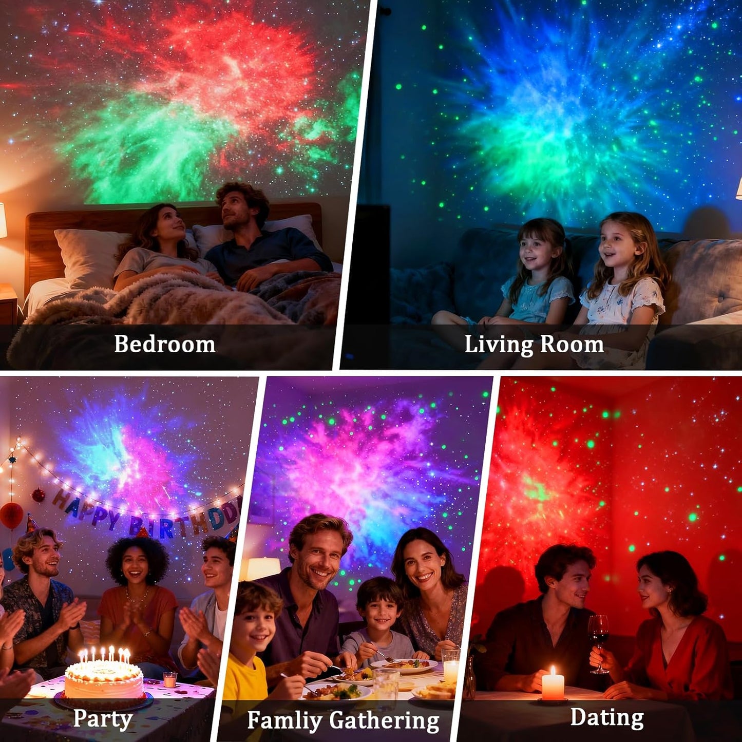 Voice-Controlled Smart Galaxy Projector Night Light for Bedroom, Nursery, DEMO
