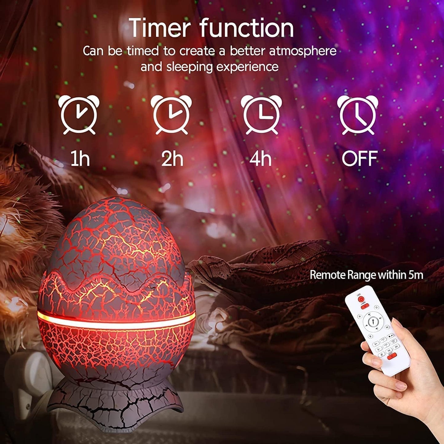 White Dinosaur Egg Galaxy Projector Starry Night Light with Music NEW