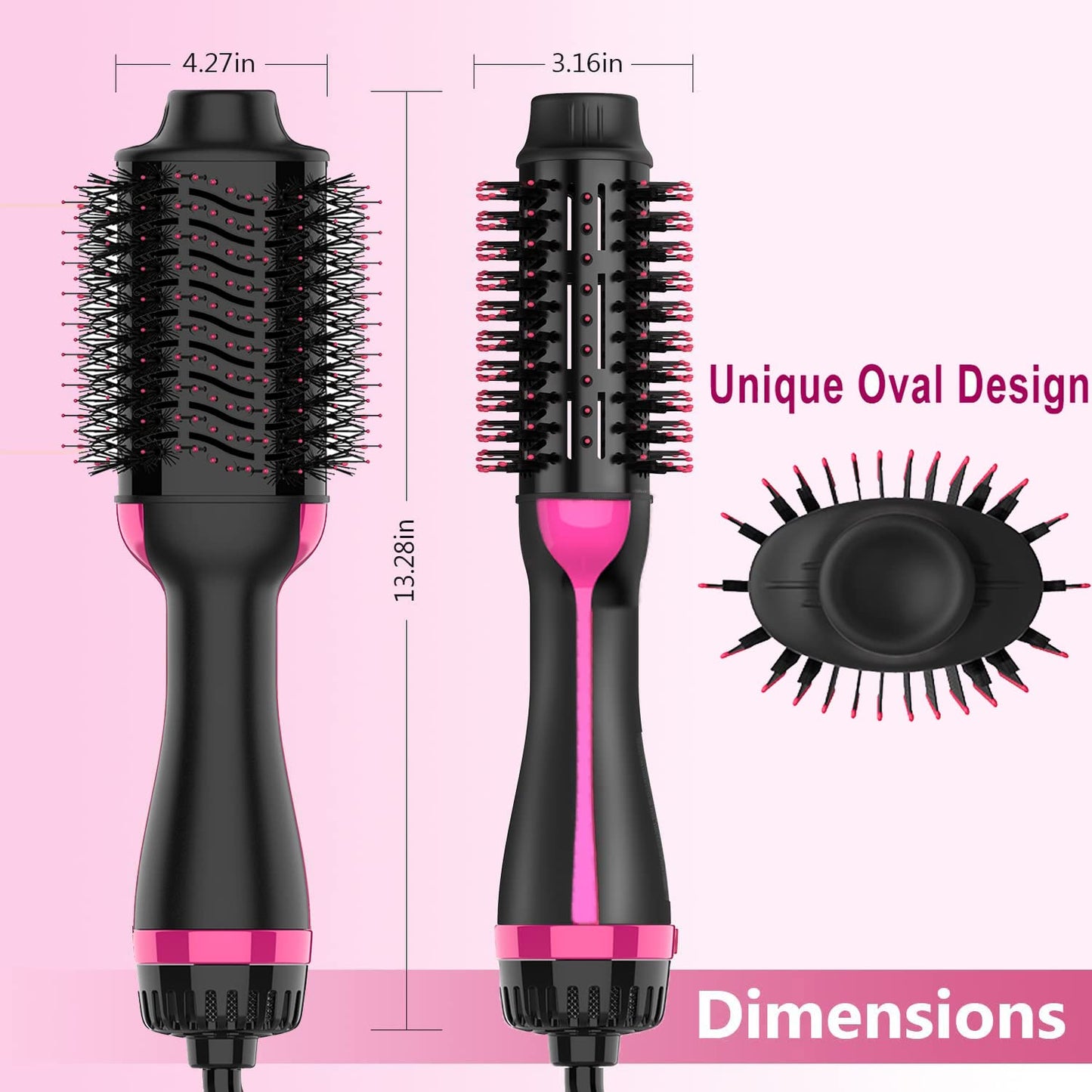 4-in-1 Hair Dryer Brush Volumizer Styler with Ceramic & Nylon Bristles, NEW