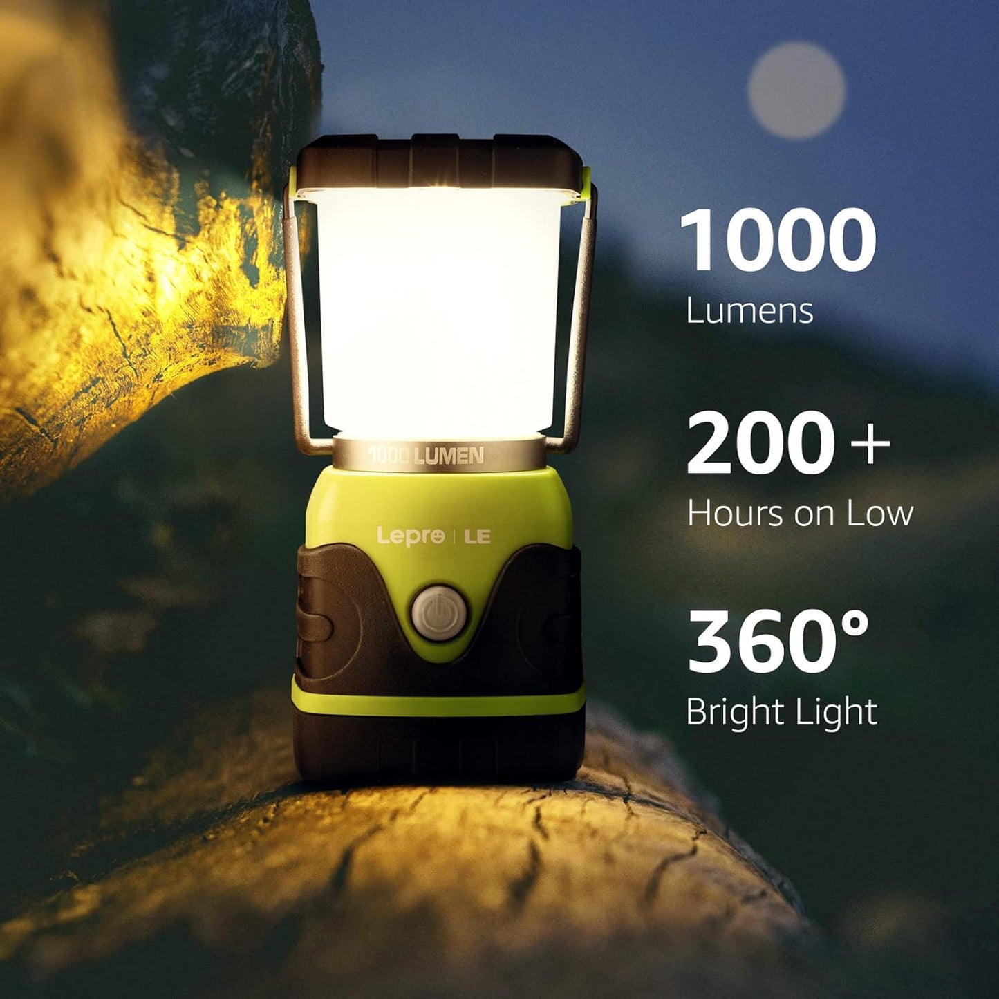 Lepro Dimmable Camping Lantern 1000 Lumen Battery Powered Electric Black DEMO