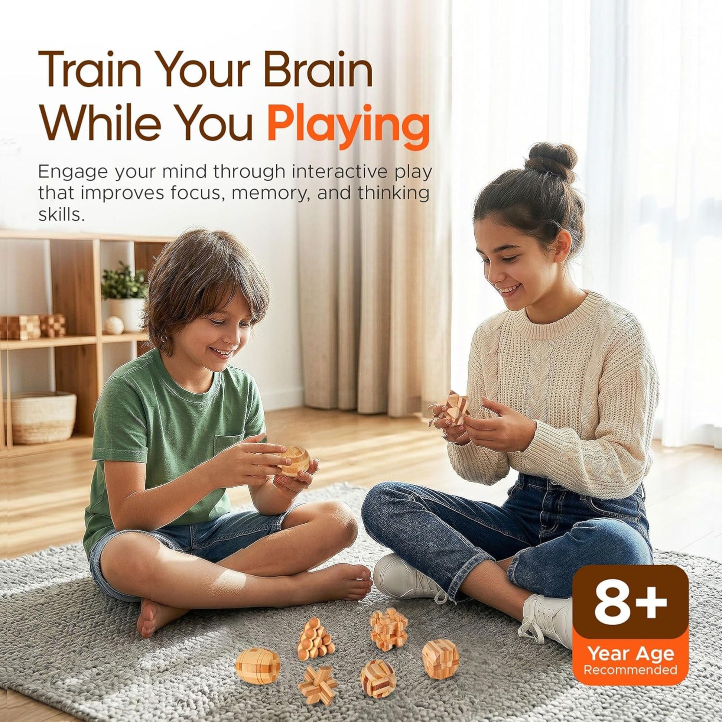 Tuauoe 15pcs 3D Brain Teaser Wooden Logic Puzzles Toys for Adults Teens NEW
