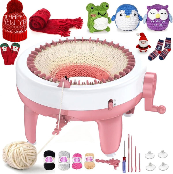 Smart Plastic Arts & Crafts Round Knitting Machine for Weaving Loom in Pink DEMO