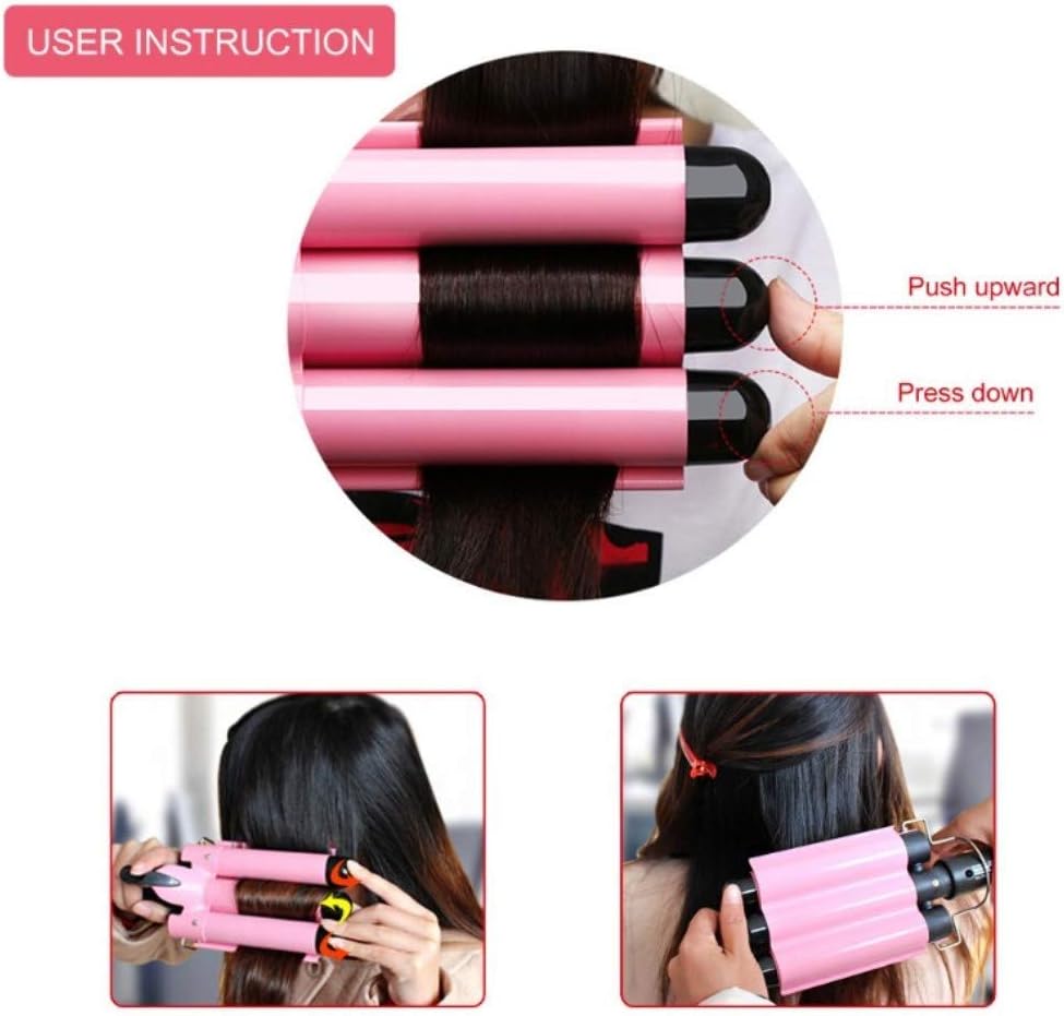 JUNMA Ceramic Curling Iron for Hair Styling, 32mm / 1.25" Barrel, Pink DEMO