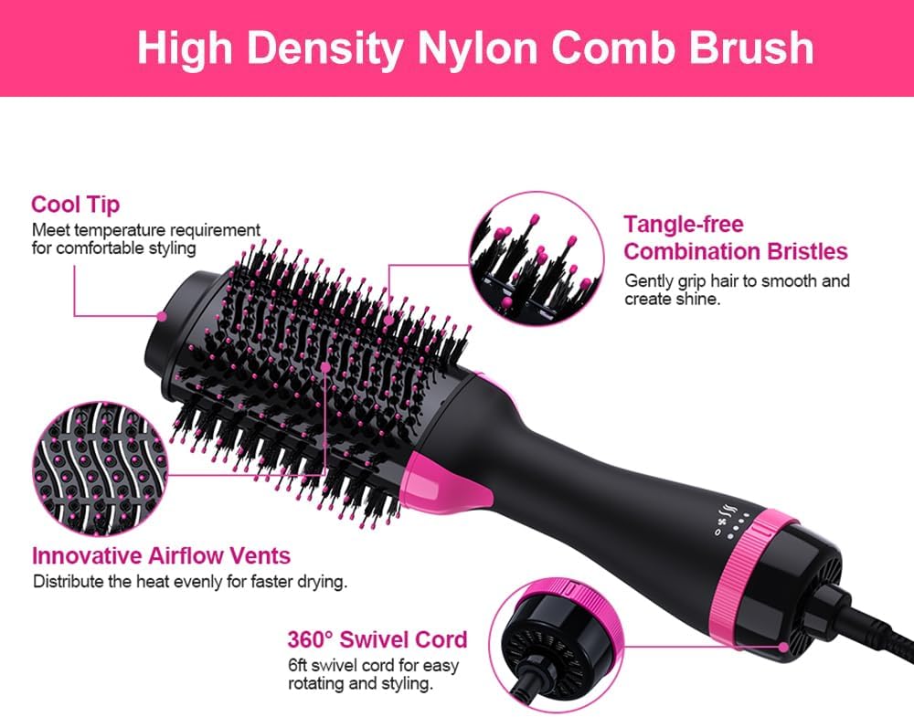 2-in-1 Hot Air Brush & Hair Dryer Volumizer for Salon-Style Blowouts DEMO
