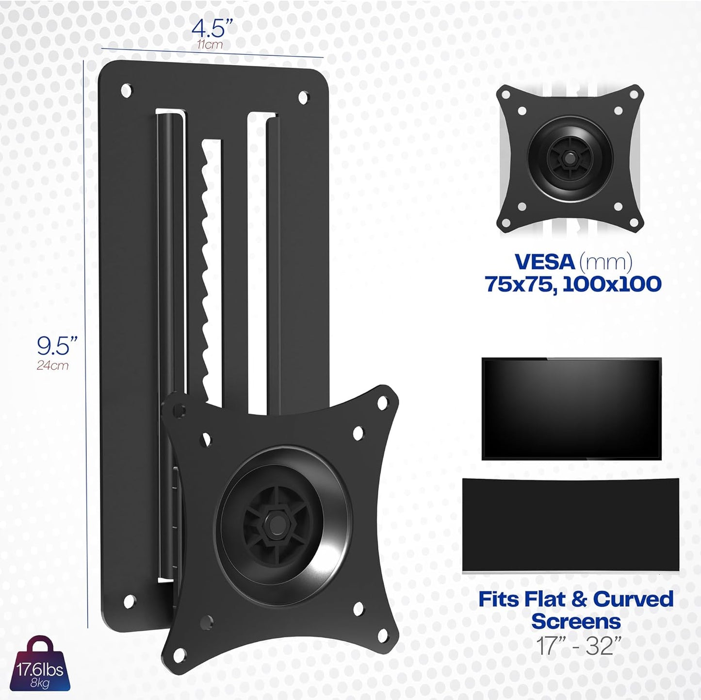 VIVO Articulating Single Monitor Wall Mount Adjustable 17-32 Inch Black NEW