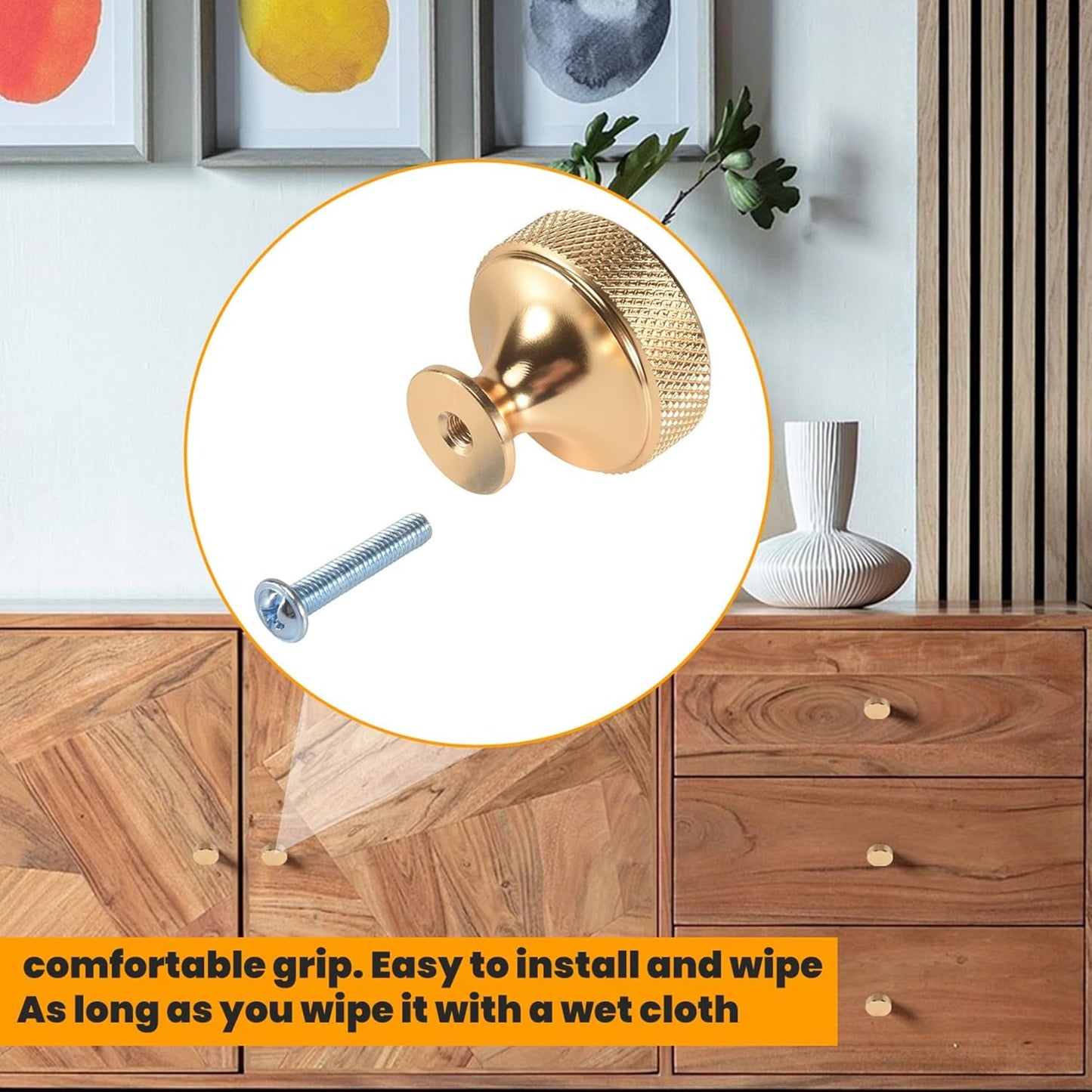 Gold Round Cabinet Knobs - 30.5x26.5mm Aluminum Alloy Dresser Pulls Size NEW
