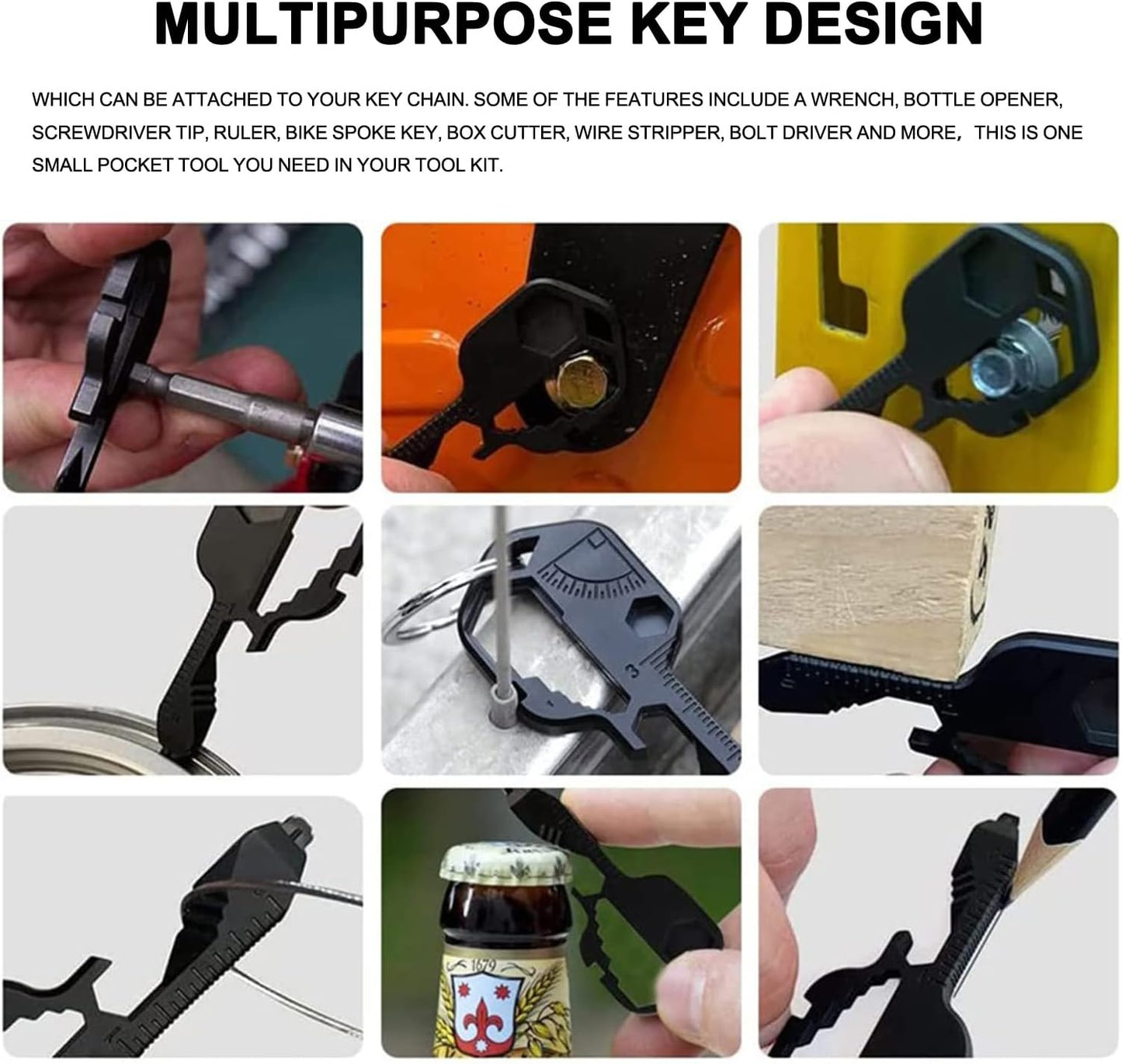 Versatile 24-in-1 Stainless Steel Multitool Key Organizer for Everyday DEMO