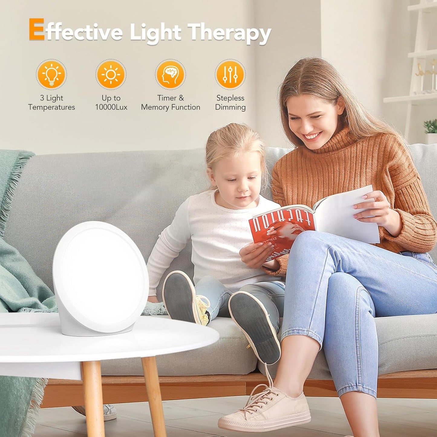 UV-Free 10000Lux Lights Light Therapy Lamp for Bright Sunlight White Size DEMO