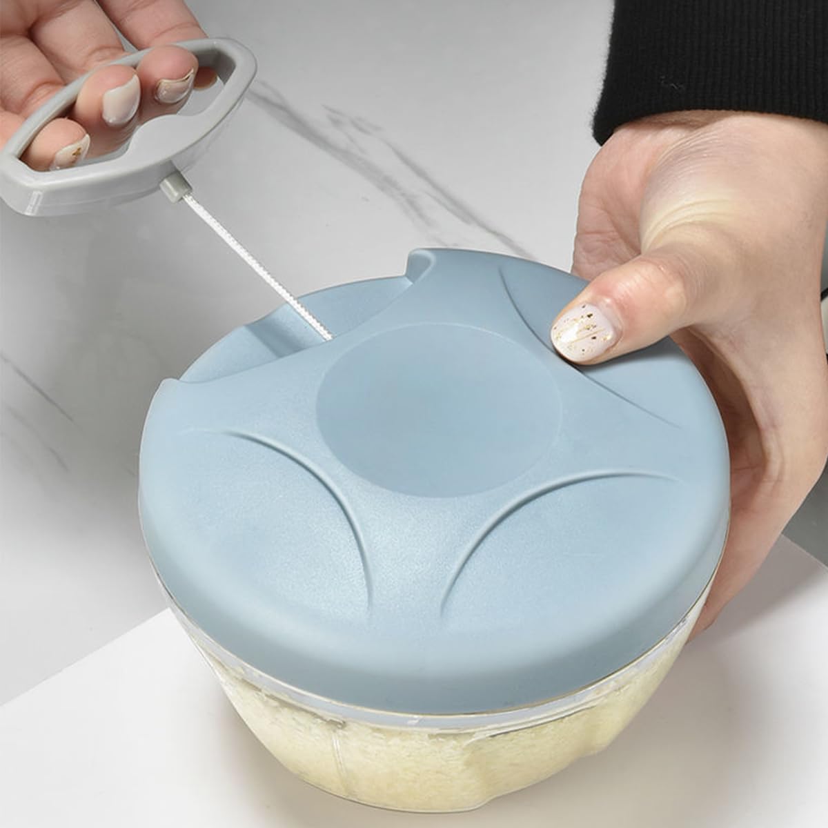 EOTIA 500ml Manual Food Chopper Garlic Mincer Stainless Steel Kitchen NEW