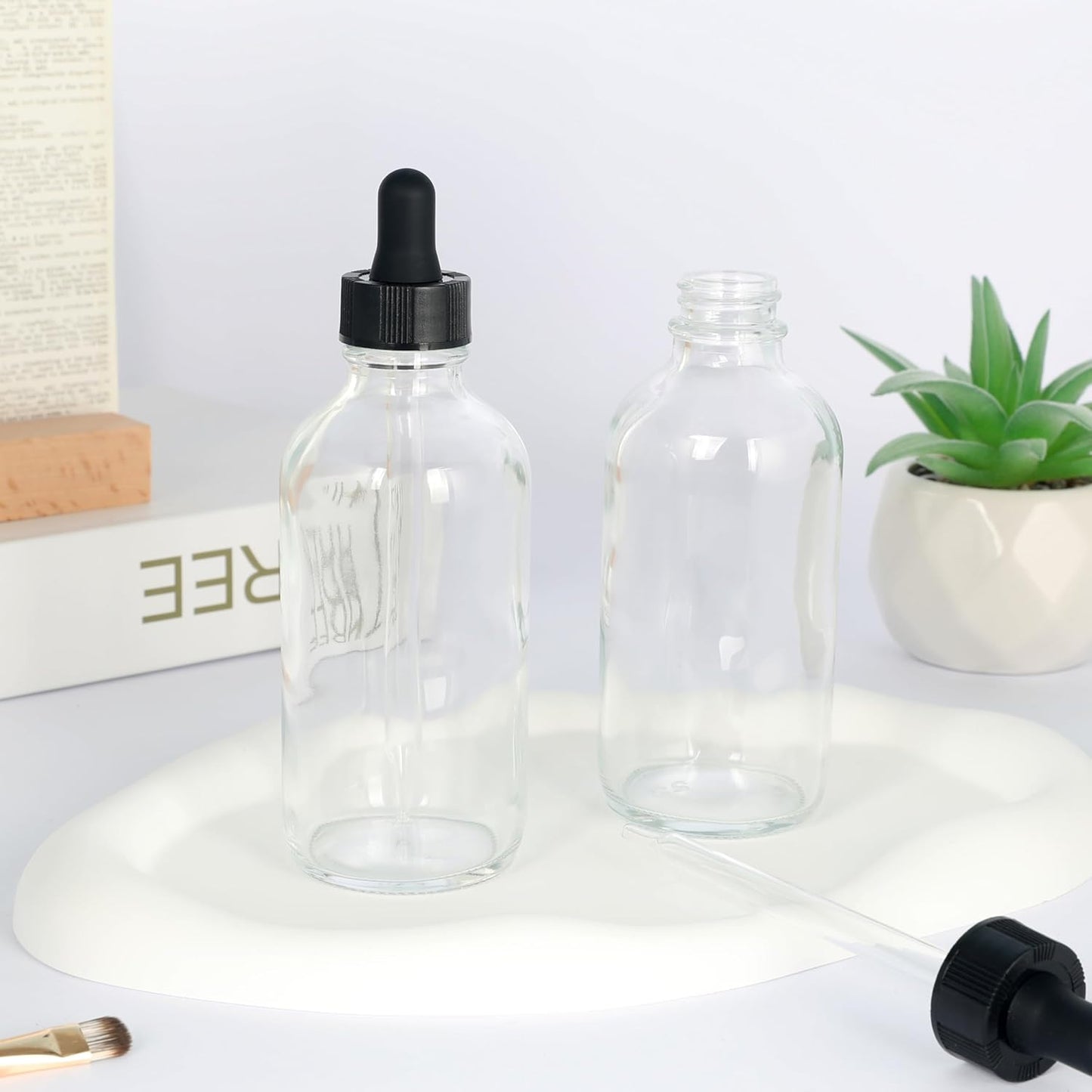 Magic Season 120ml Clear Glass Dropper Bottles, Pack of 2, Cosmetic NEW