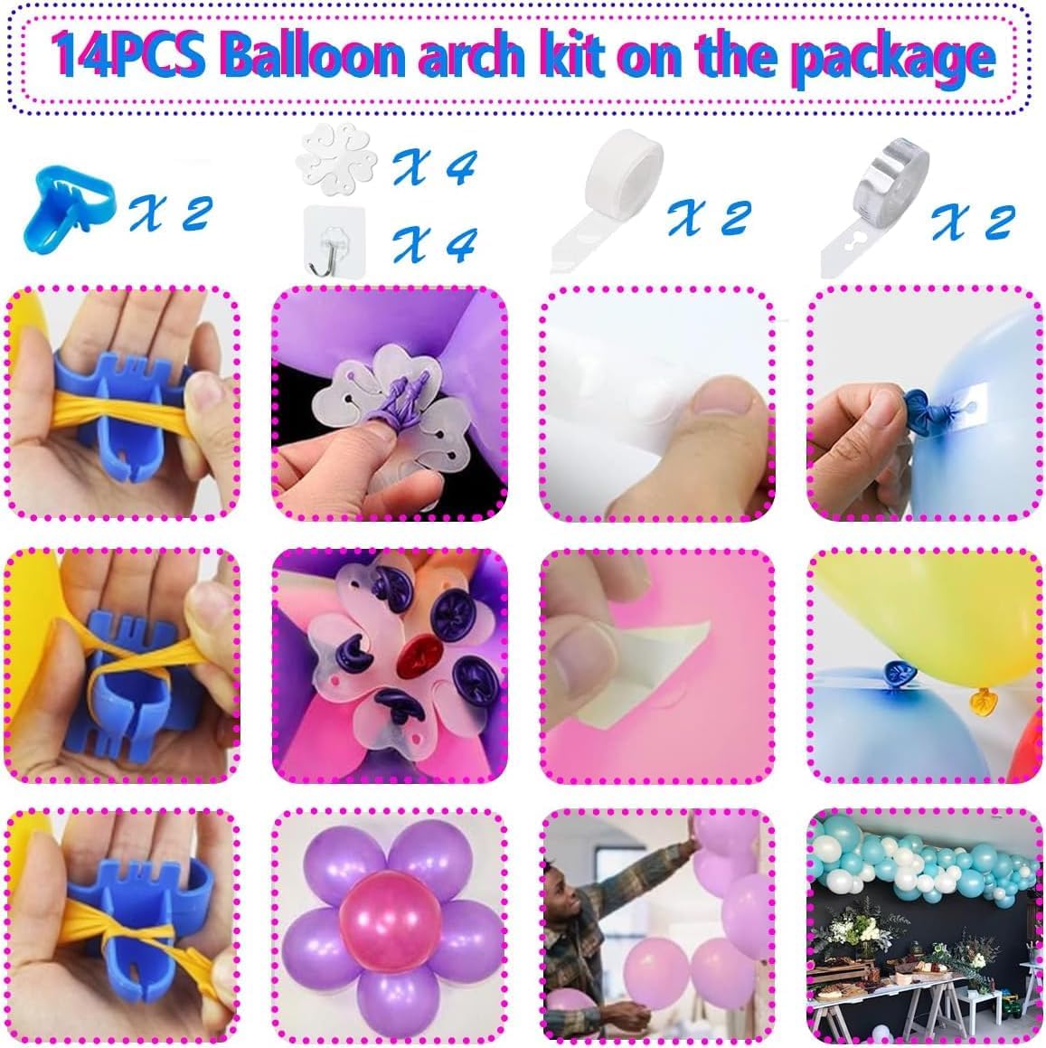 600W Pink Balloon Pump Blower with 14 Arch Kits for Party Supplies NEW