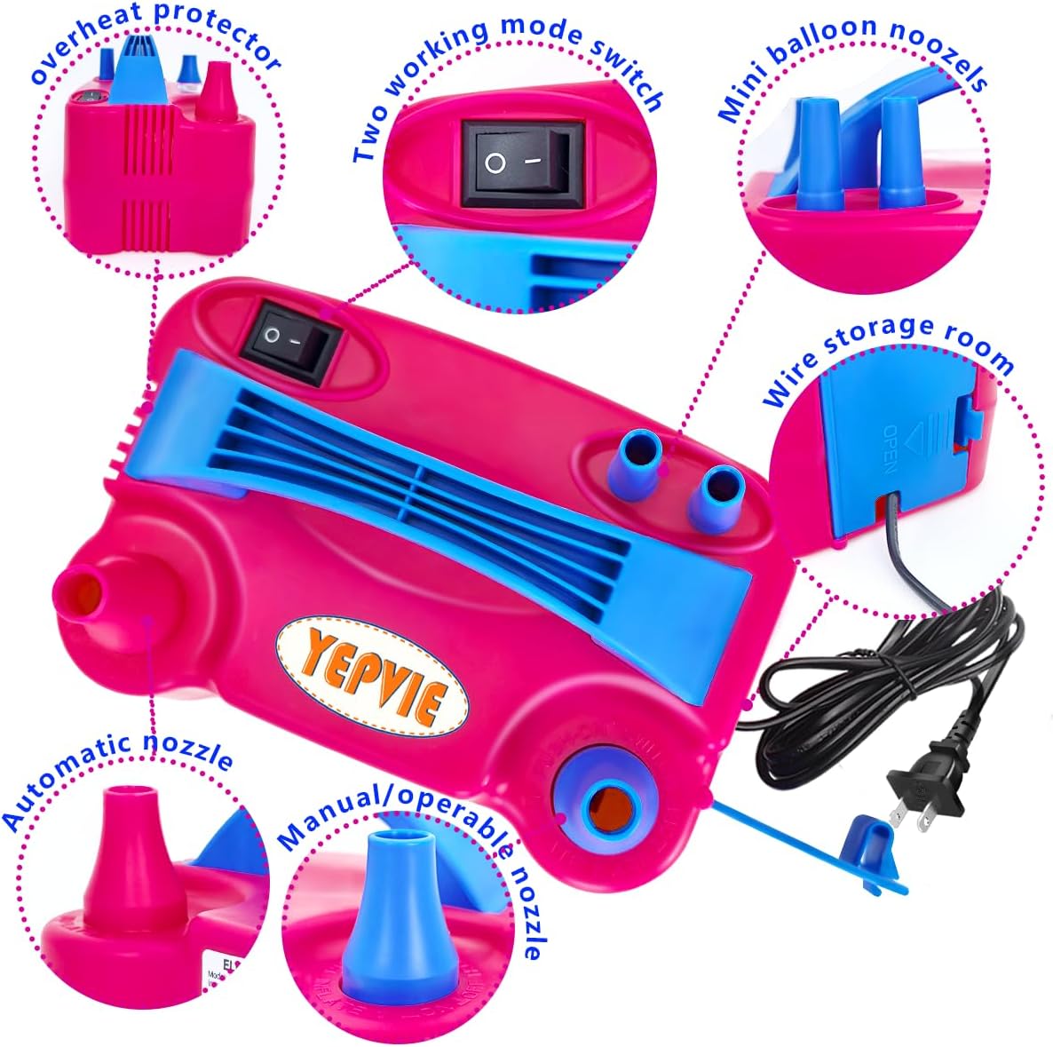 600W Pink Balloon Pump Blower with 14 Arch Kits for Party Supplies NEW