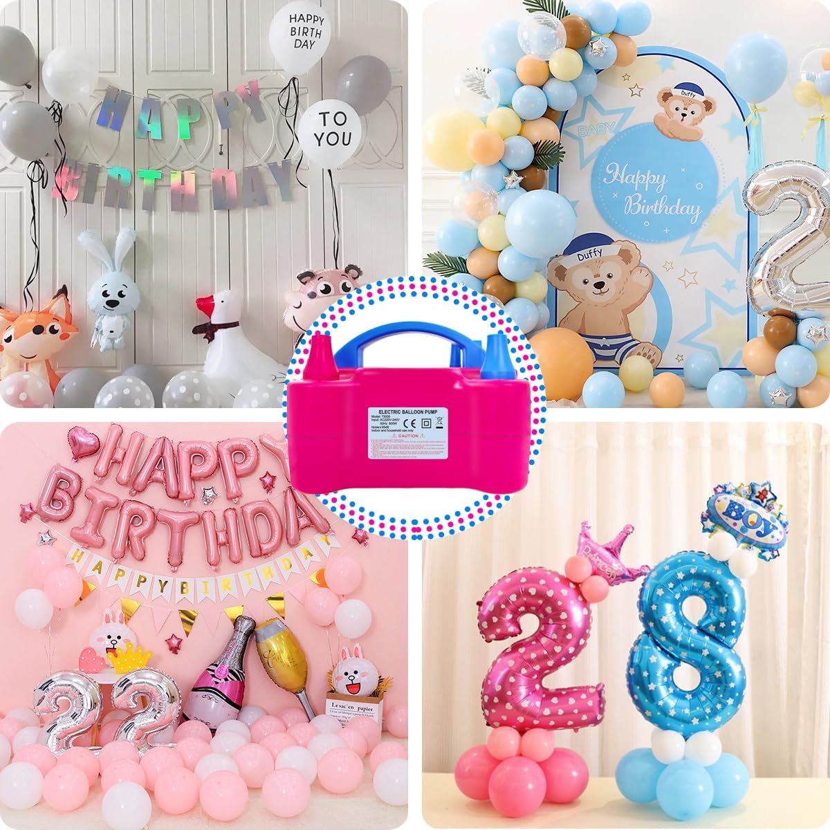 600W Pink Balloon Pump Blower with 14 Arch Kits for Party Supplies NEW