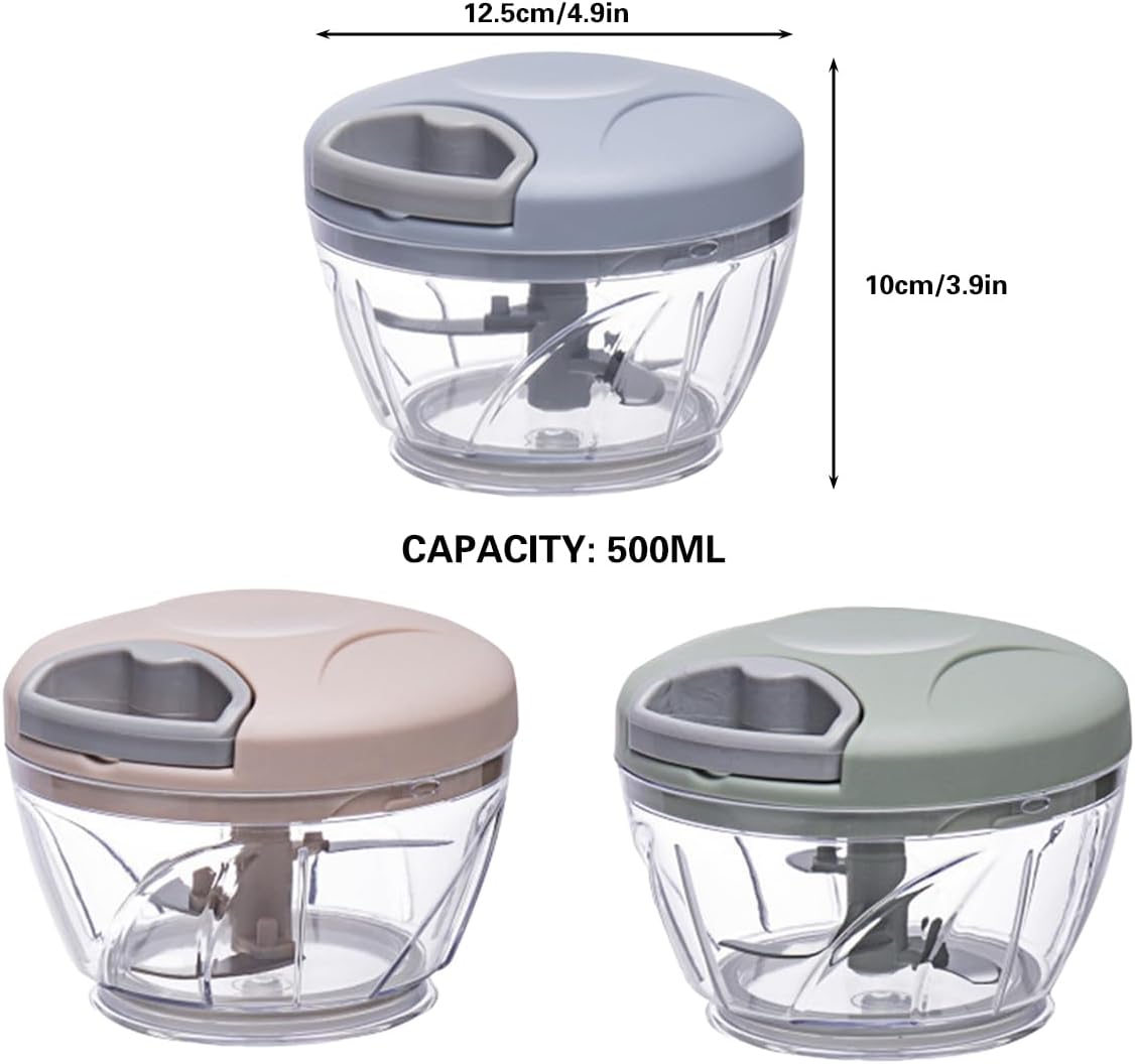 EOTIA 500ml Manual Food Chopper Garlic Mincer Stainless Steel Kitchen NEW