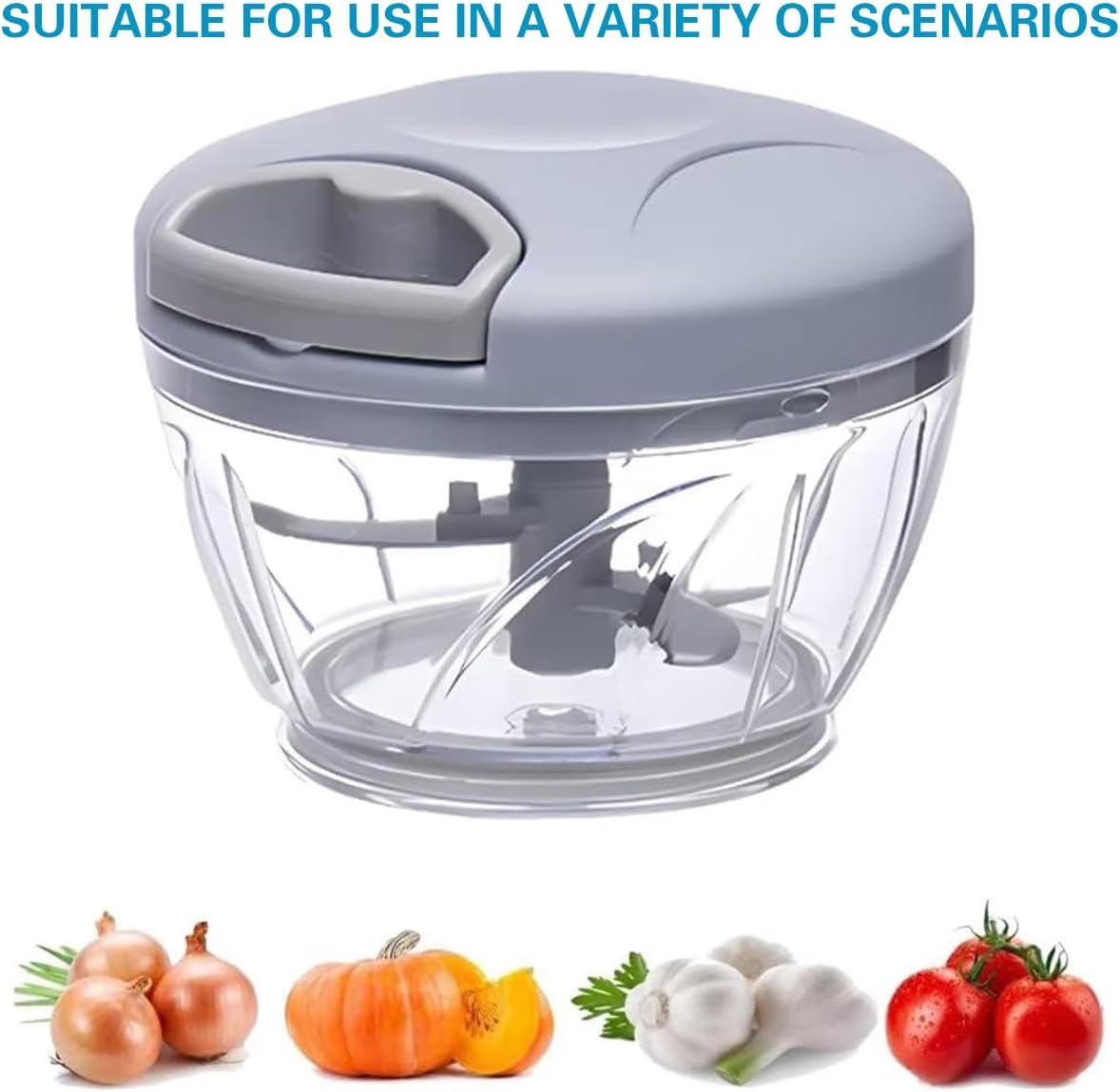 EOTIA 500ml Manual Food Chopper Garlic Mincer Stainless Steel Kitchen NEW