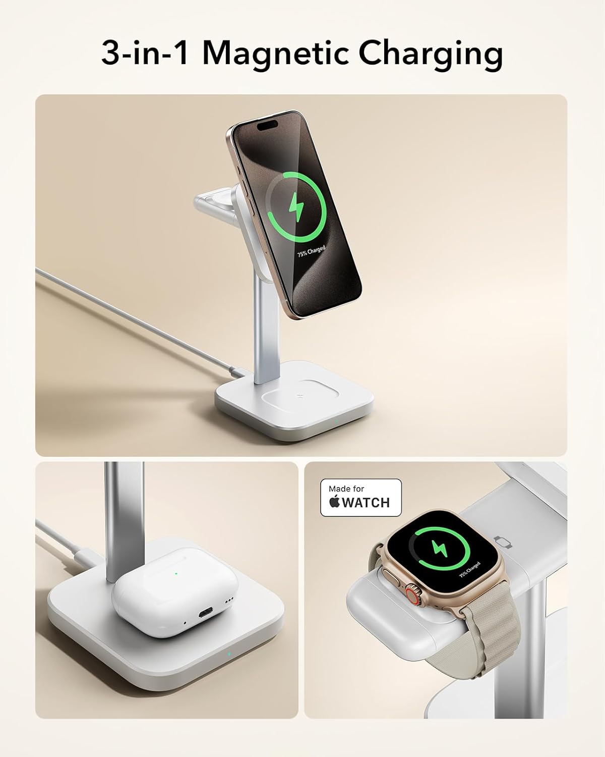 ESR 3-in-1 Wireless Charging Station for iPhone, Apple Watch & AirPods DEMO