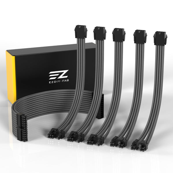 EZDIY-FAB Custom Mod GPU PC Power Supply Cable Extension Sleeved Soft Nylon NEW