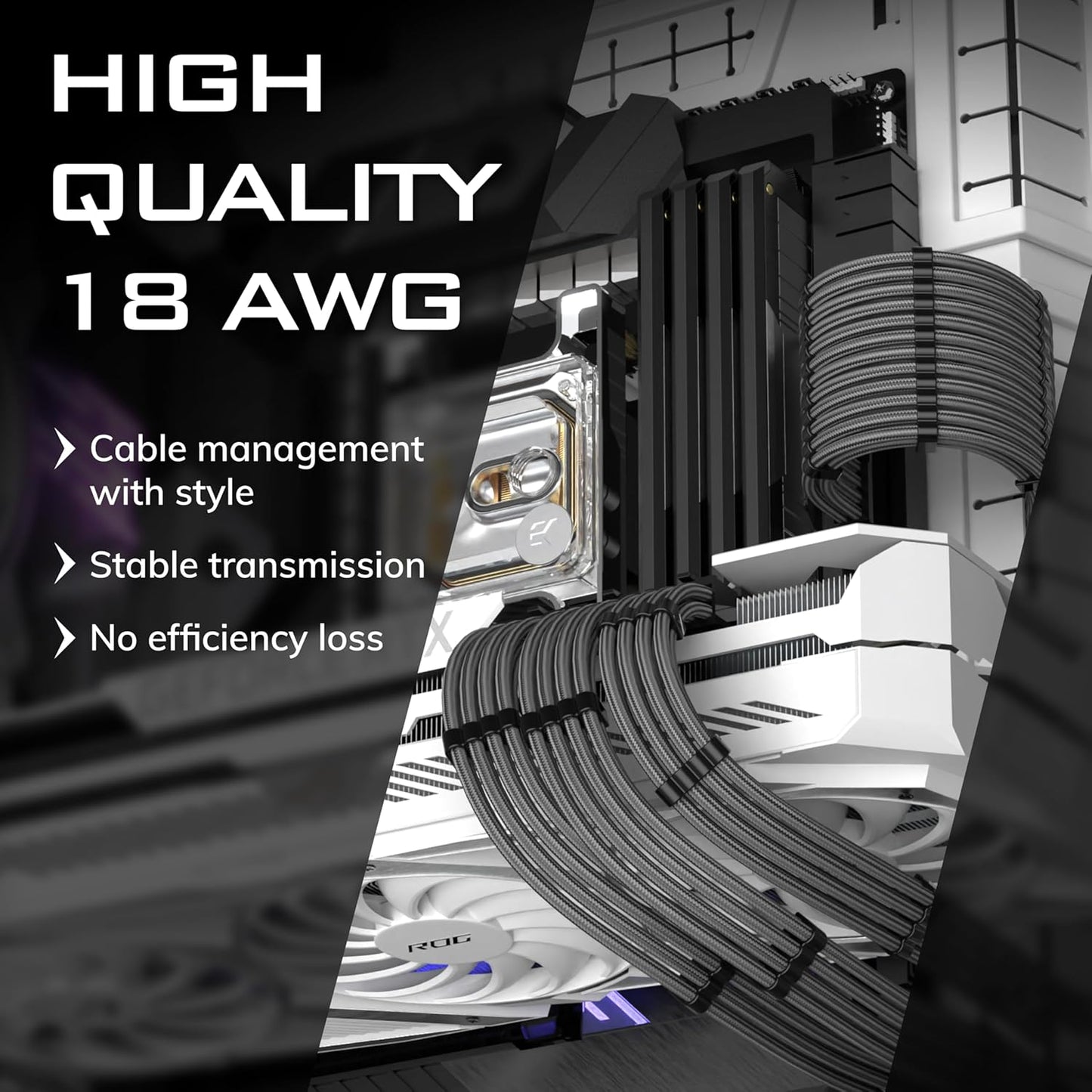 EZDIY-FAB Custom Mod GPU PC Power Supply Cable Extension Sleeved Soft Nylon NEW