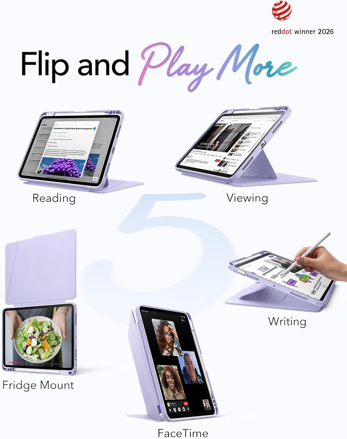 ESR Light Purple Tablet Case for iPad Air 13" M3/M2 (2025/2024) - NEW